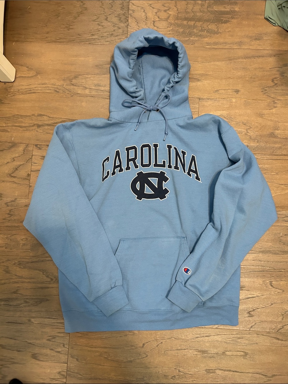 Champion Carolina Arch Logo Hoodie - Light Blue with Navy Accents
